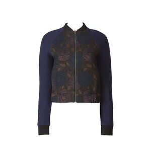Martin Grant Paris Brocade Bomber Jacket in Blue 4 36 Womens Jacquard Coat